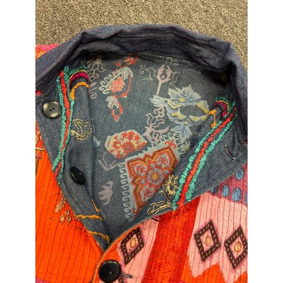 Flashback Art to Wear REVERSIBLE Colorful Floral Festival Jacket Boho Patchwork - Picture 11 of 16